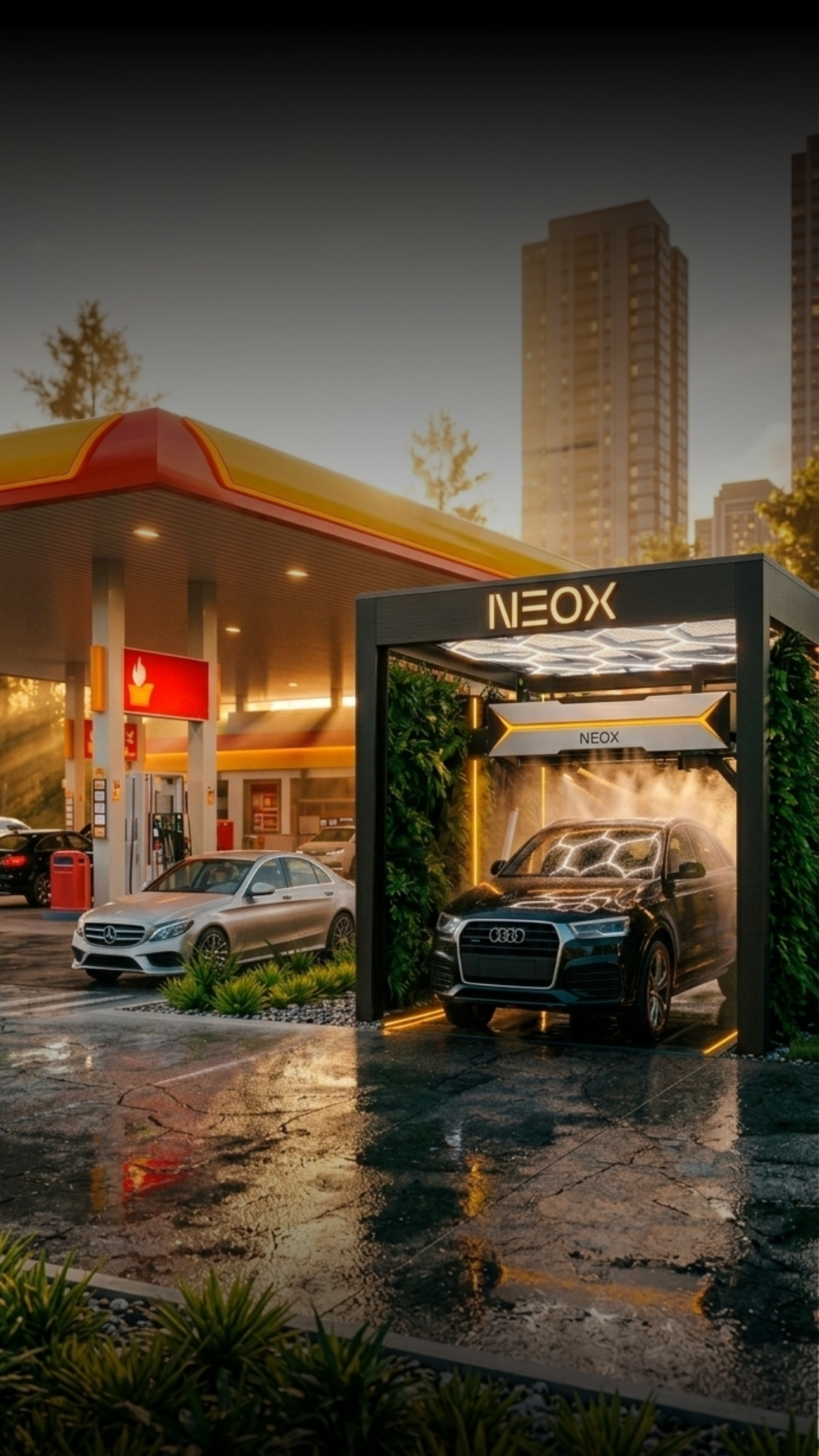 Posto de gasolina com sistema NEOX Smart Wash